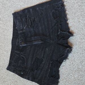 American Eagle Black Distressed Mom Shorts